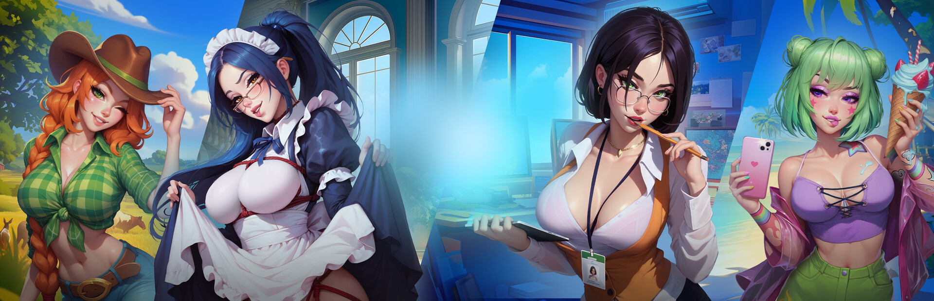 Horny Villa — wide key art banner
